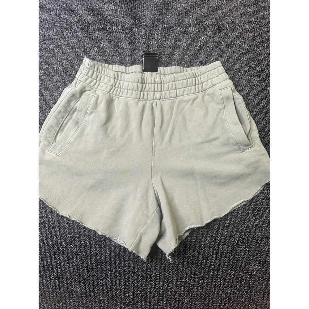 Aerie Womens Sage Green Lounge Sweat Shorts High Waisted Raw Hem